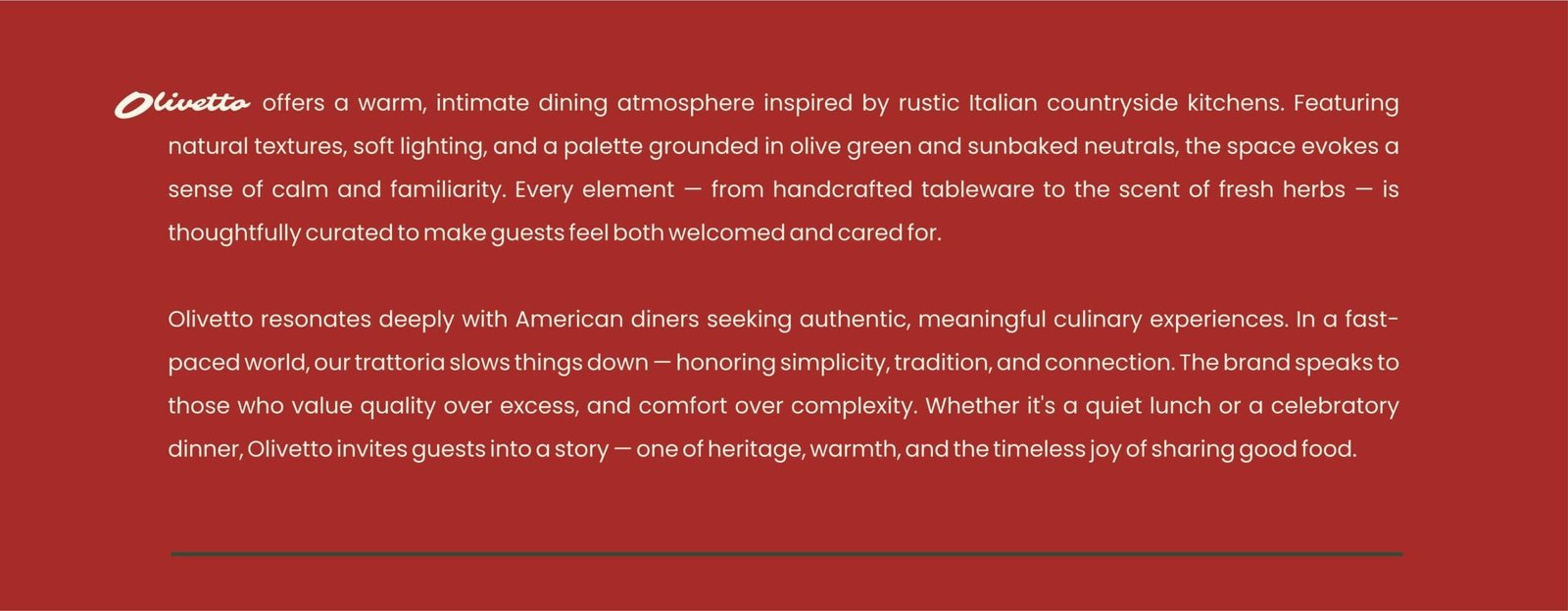 Branding project for Olivetto Italian-American restaurant by Koalart Creative, a branding agency for small business