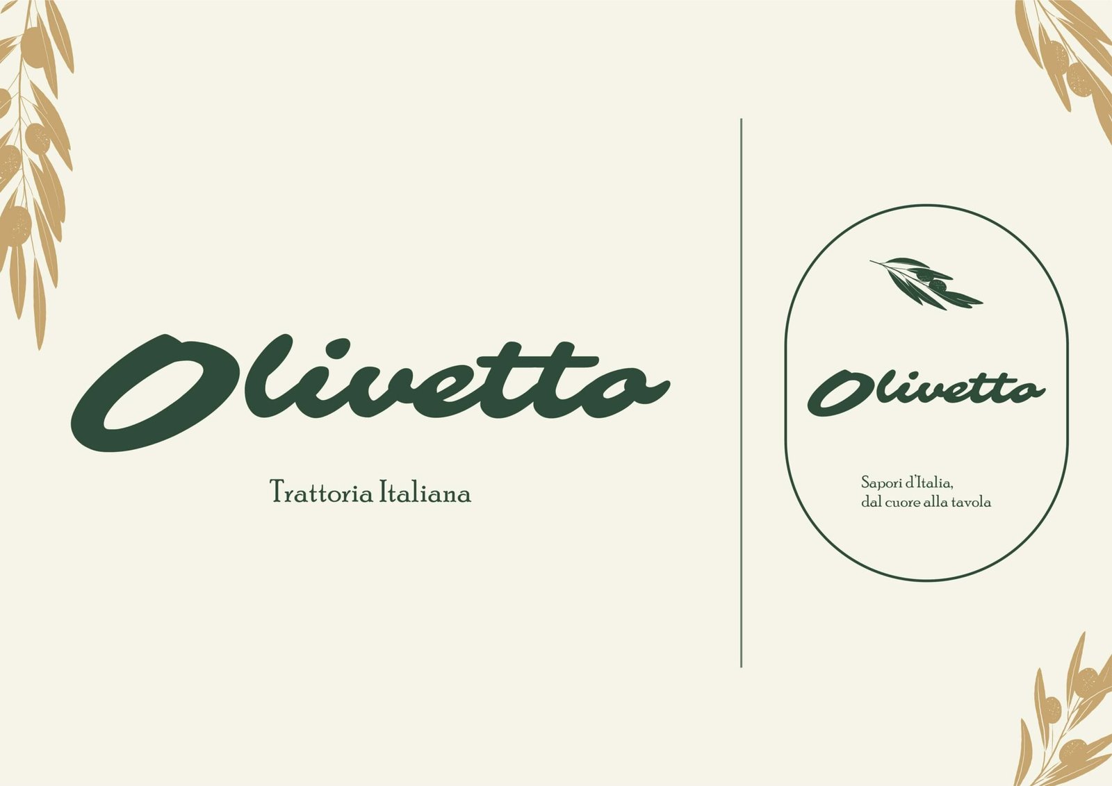 Branding project for Olivetto Italian-American restaurant by Koalart Creative, a branding agency for small business