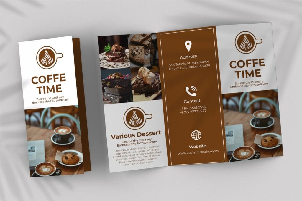 Brochure design for Coffee Time by branding agency for small business