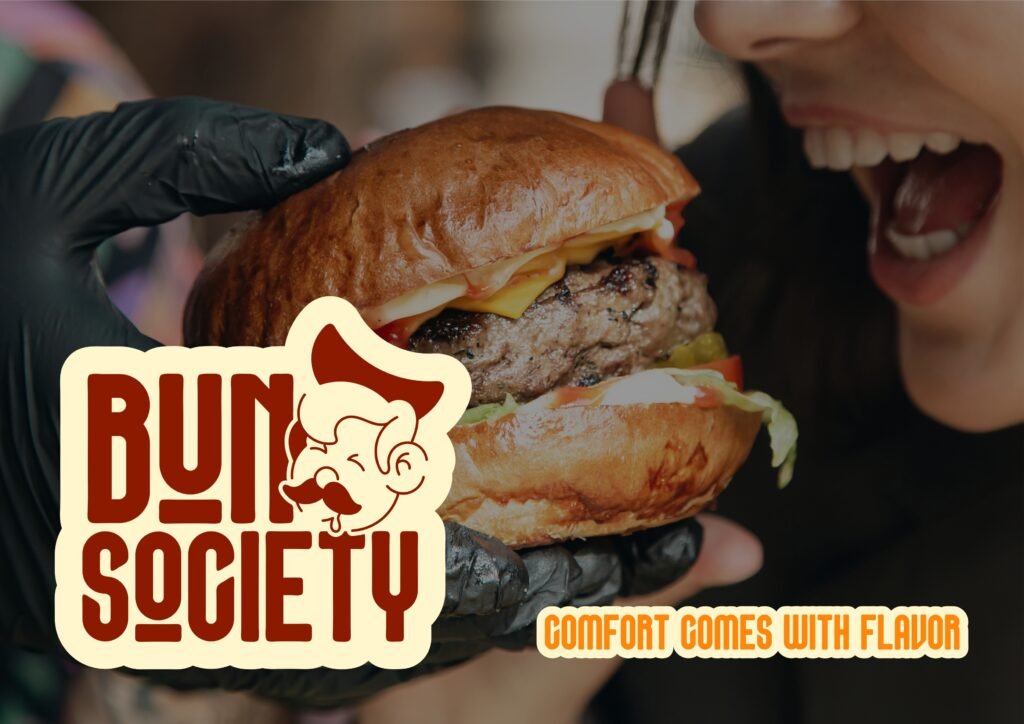 Bun Society restaurant branding project by a branding agency for small business.