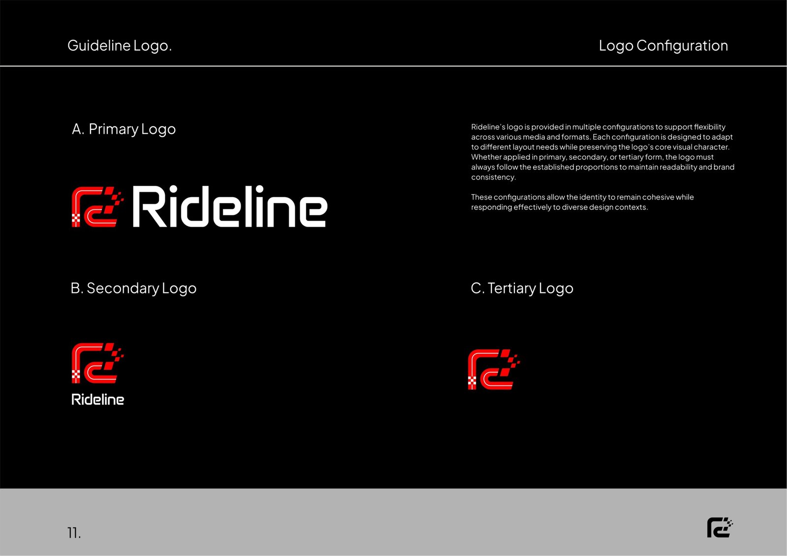Rideline helmet and apparel branding project by a branding agency for small business.