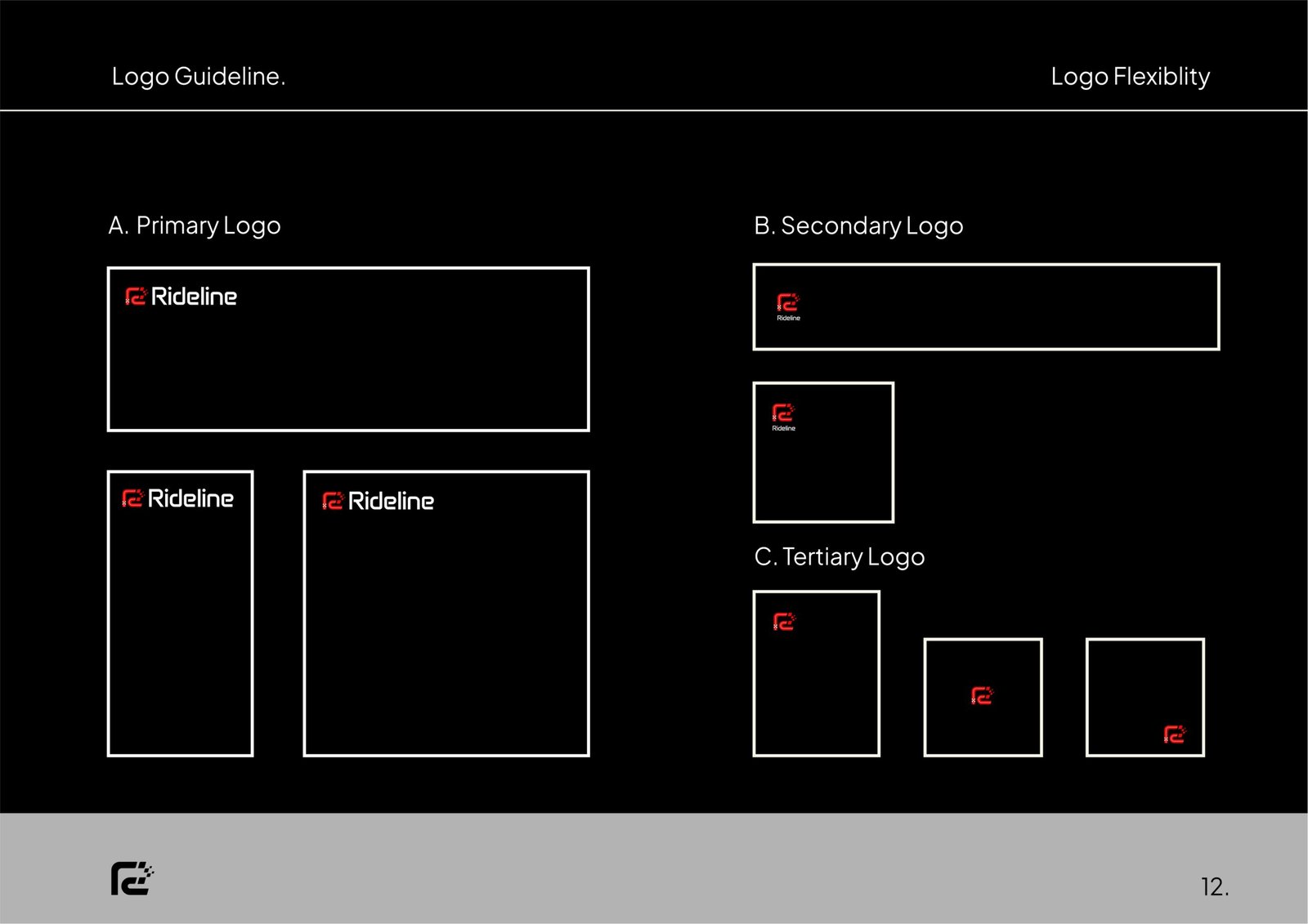 Rideline helmet and apparel branding project by a branding agency for small business.