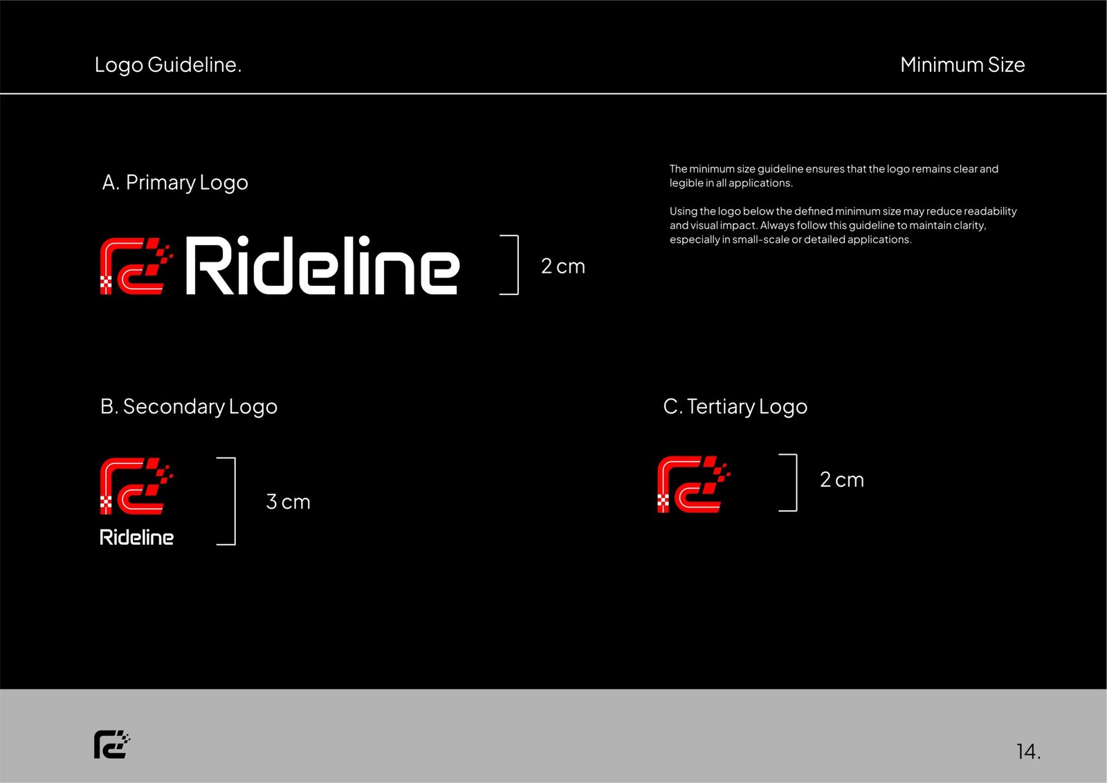 Rideline helmet and apparel branding project by a branding agency for small business.