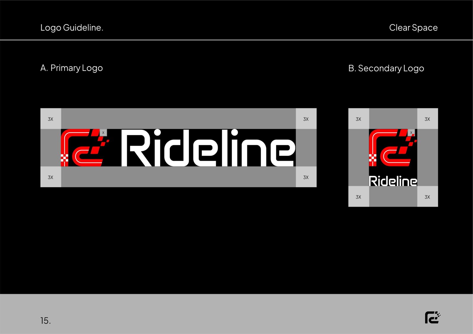 Rideline helmet and apparel branding project by a branding agency for small business.
