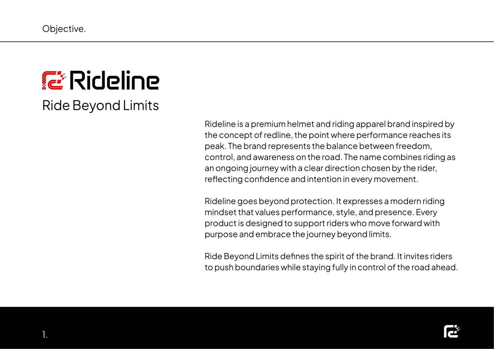 Rideline helmet and apparel branding project by a branding agency for small business.