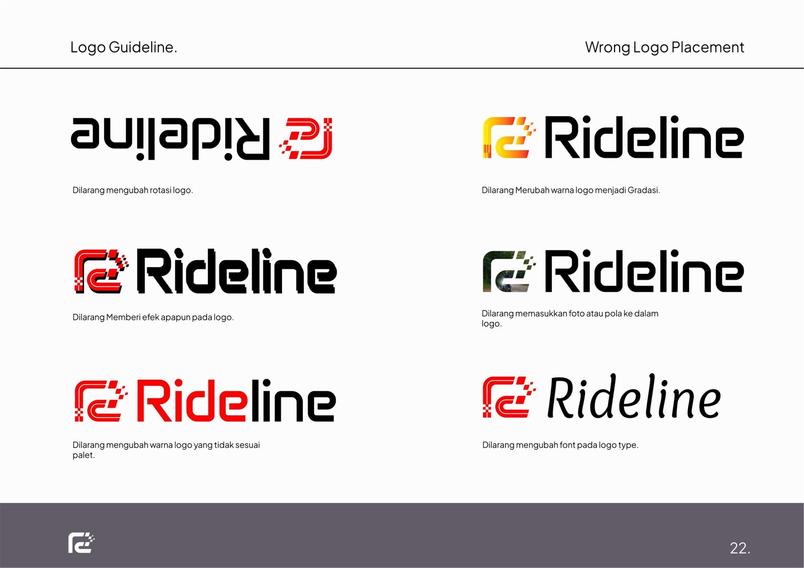 Rideline helmet and apparel branding project by a branding agency for small business.