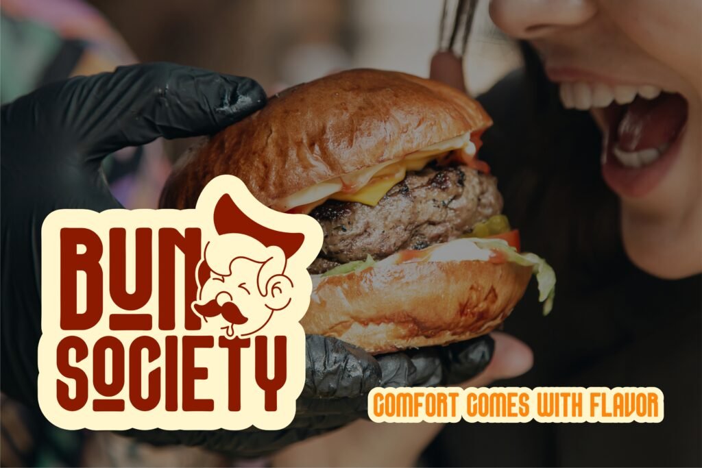 Bun Society restaurant branding project by a branding agency for small business.