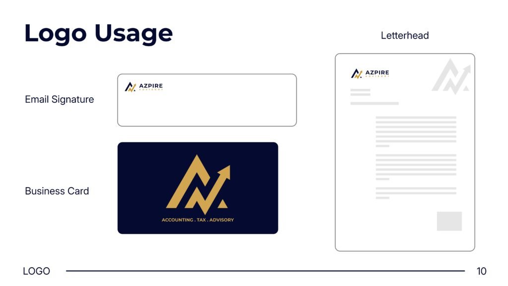 Azpire Advisory brand identity project by a branding agency for small business.