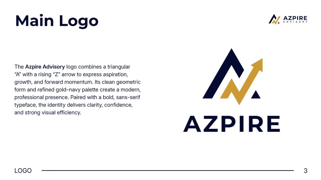 Azpire Advisory brand identity project by a branding agency for small business.