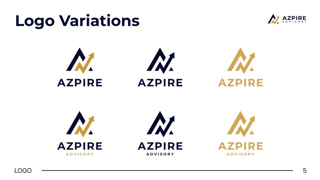 Azpire Advisory brand identity project by a branding agency for small business.