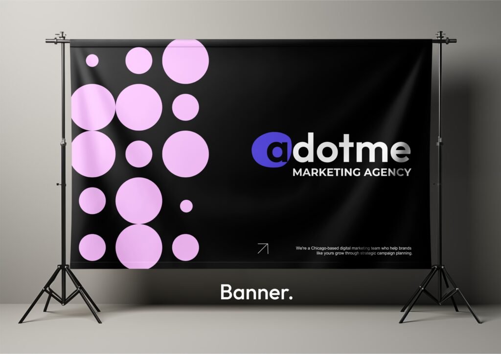 Modern marketing agency brand identity design with clean logo design, visual identity, and digital branding elements.