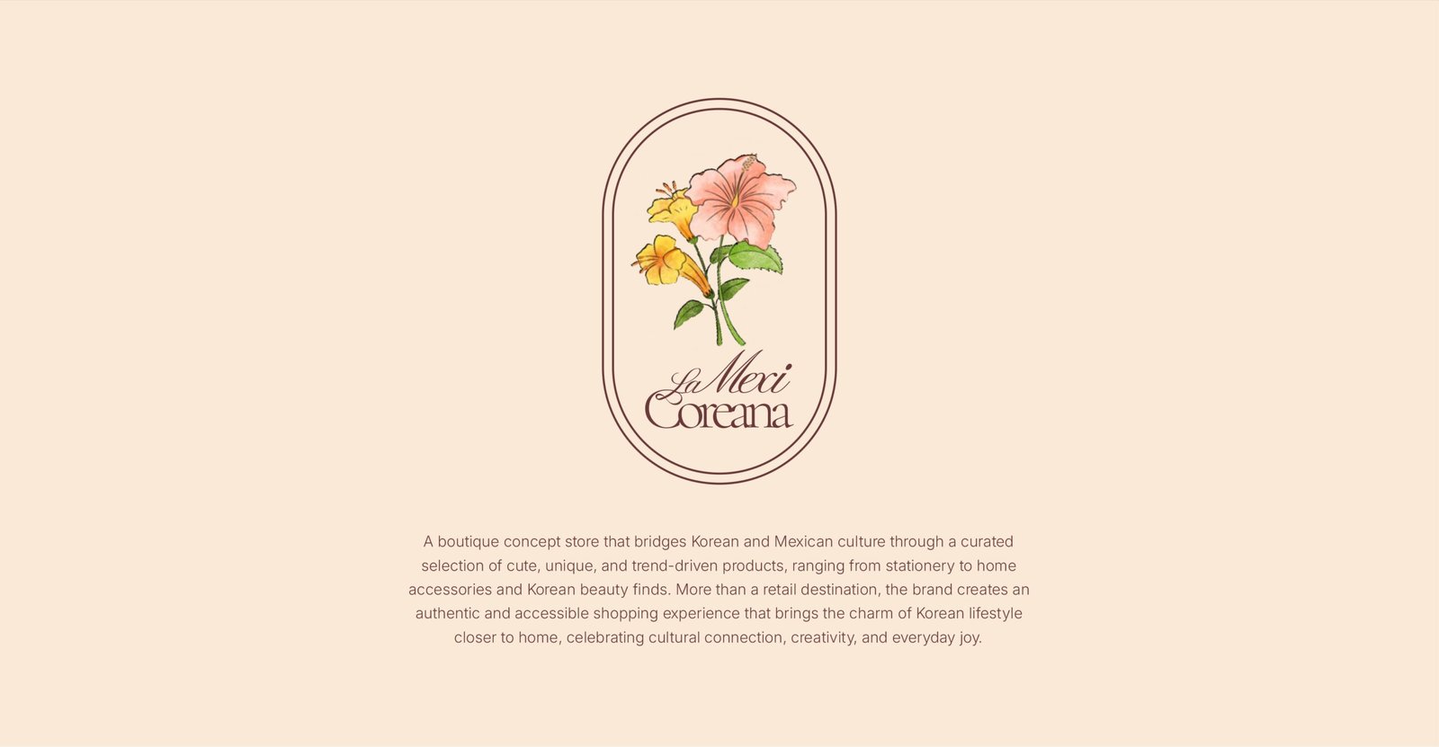 La MexiCoreana retail brand identity with floral logo and packaging design