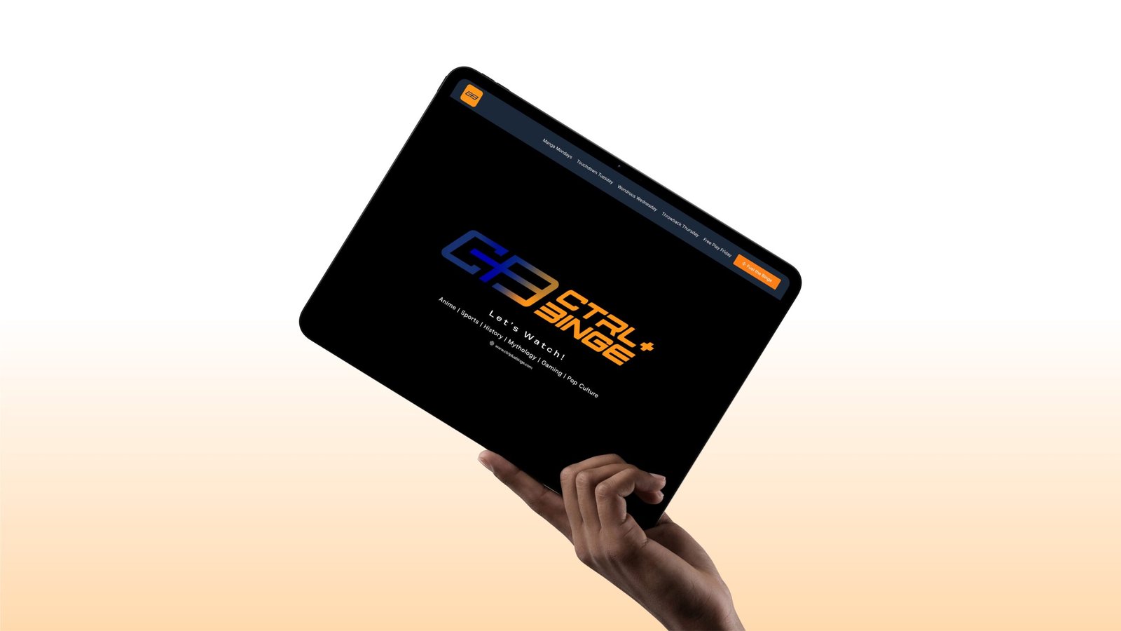 Ctrl+Binge entertainment brand identity with screen-inspired logo and bold typography.