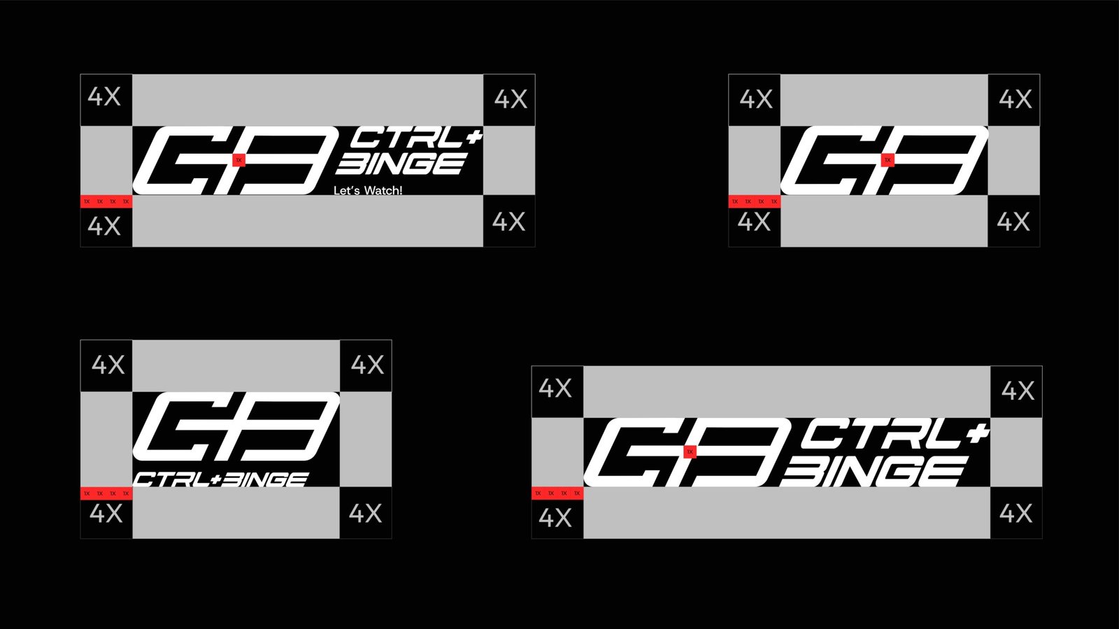 Ctrl+Binge entertainment brand identity with screen-inspired logo and bold typography.