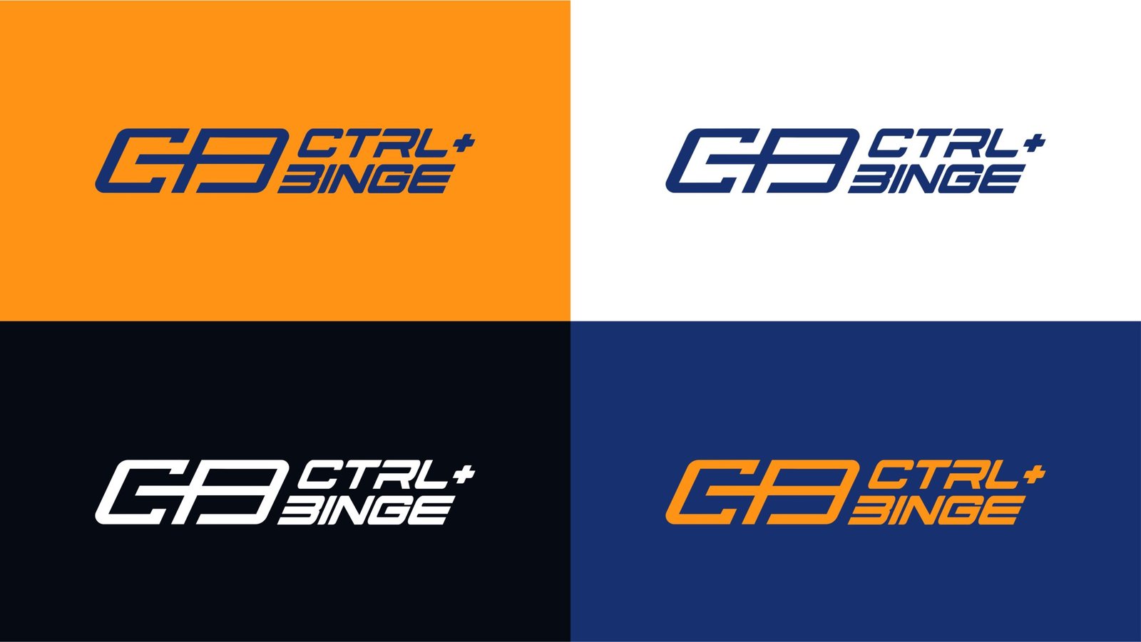 Ctrl+Binge entertainment brand identity with screen-inspired logo and bold typography.