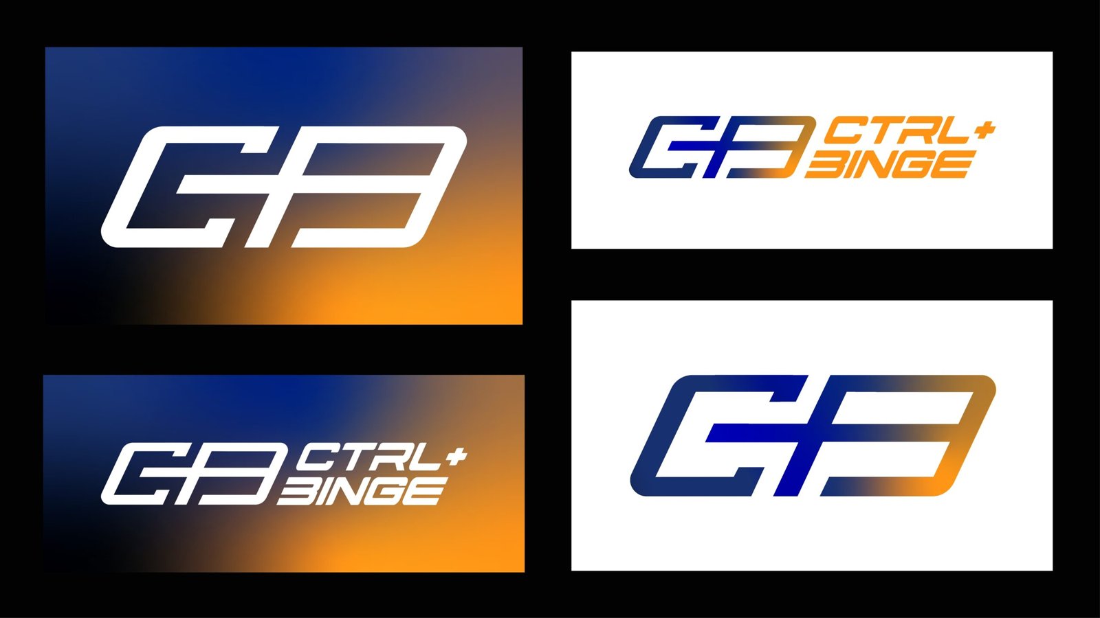 Ctrl+Binge entertainment brand identity with screen-inspired logo and bold typography.