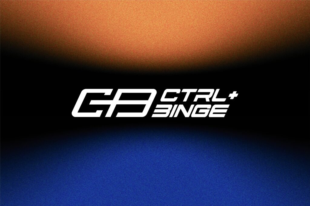Ctrl+Binge entertainment brand identity with screen-inspired logo and bold typography.